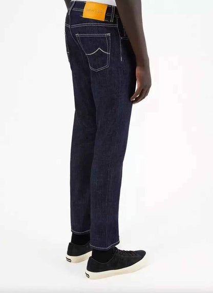 Blue Cotton Men Jeans with Straight Leg Cut
