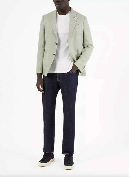 Blue Cotton Men Jeans with Straight Leg Cut