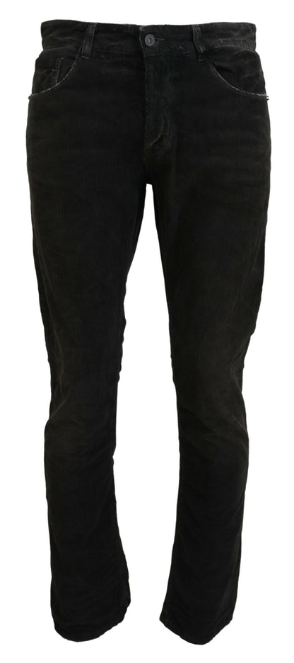 Gray Cotton Corduroy Men Casual Jeans