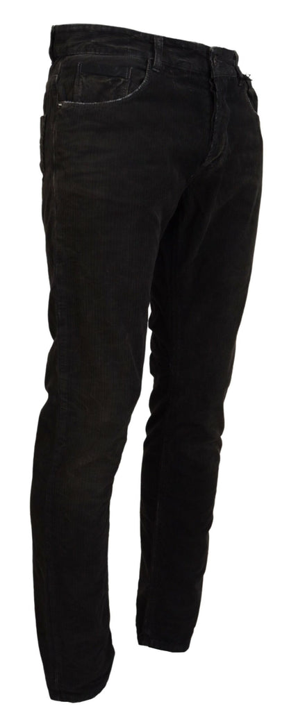 Gray Cotton Corduroy Men Casual Jeans