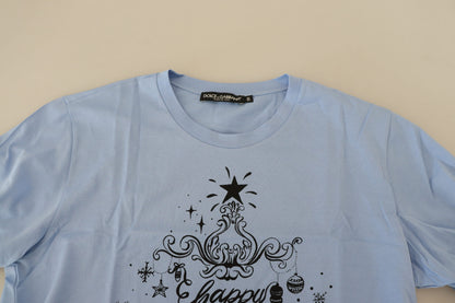 Light Blue Happy New Year 2017 Cotton T-shirt