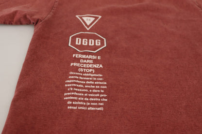 Maroon Print Round Neck Short Sleeves T-shirt