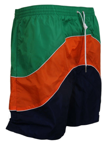 Multicolor Logo Print Men Beachwear Swimwear Short