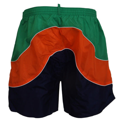 Multicolor Logo Print Men Beachwear Swimwear Short