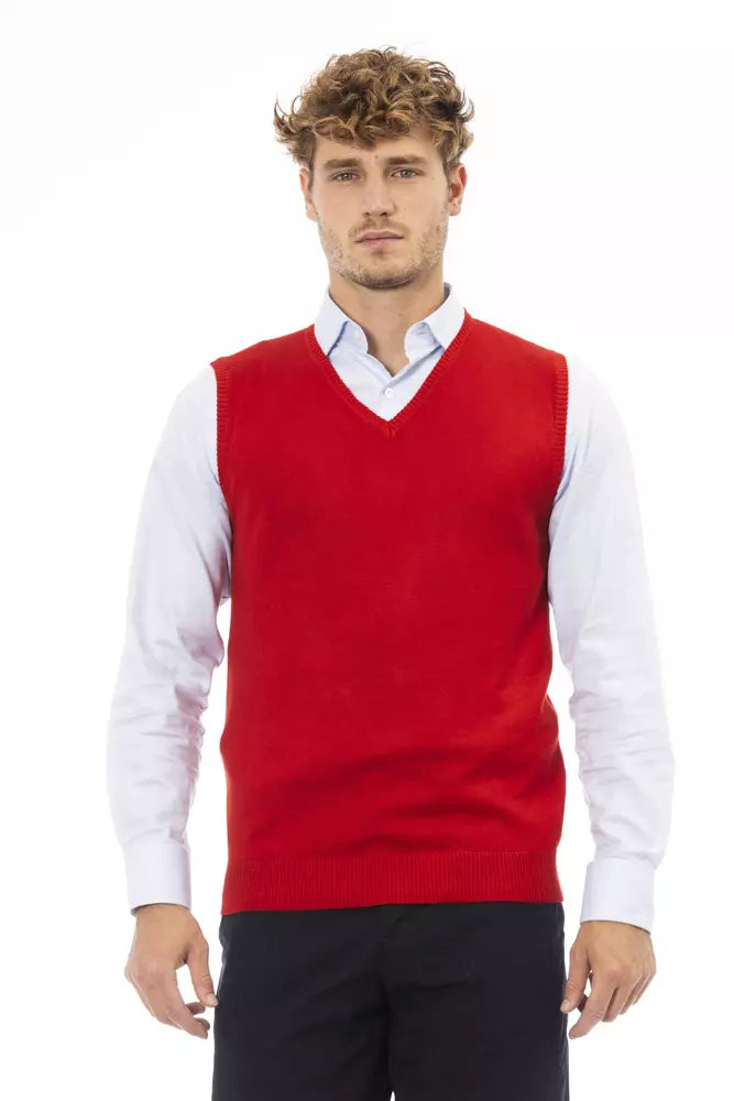 Red Viscose Men Jacket