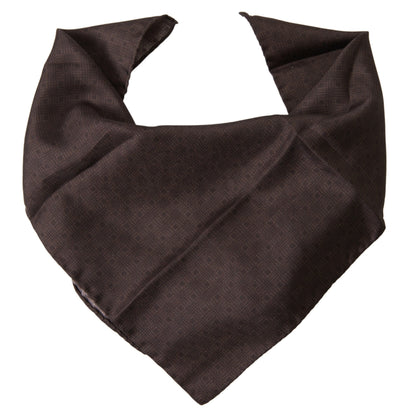 Brown Patterned Silk Square Handkerchief Scarf