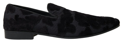 Black Brocade Loafers Formal Shoes