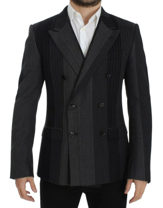 Gray striped wool stretch blazer Dolce & Gabbana
