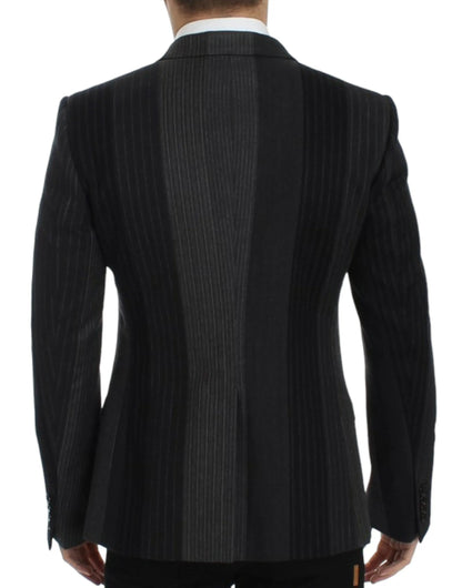 Gray striped wool stretch blazer Dolce & Gabbana