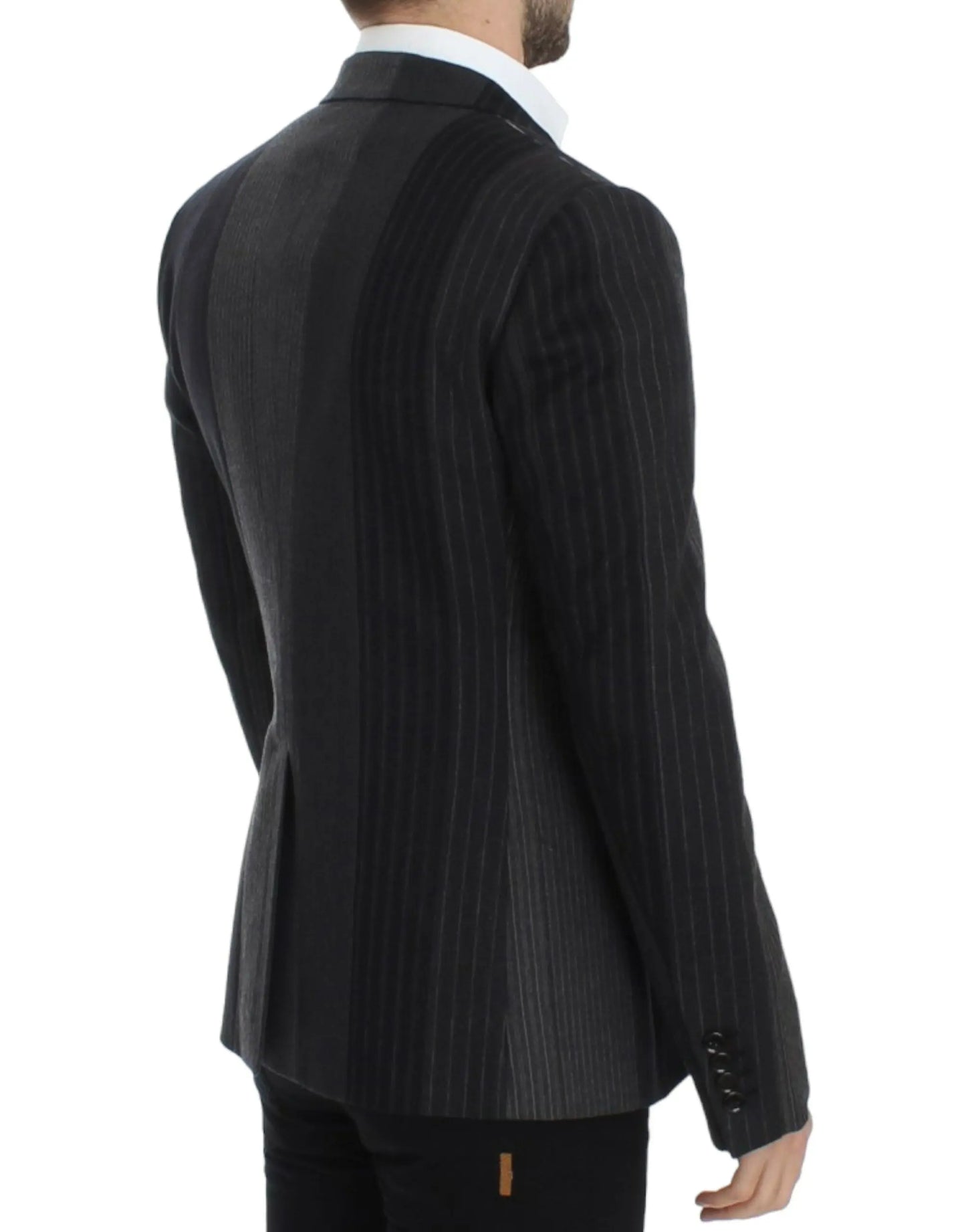 Gray striped wool stretch blazer Dolce & Gabbana