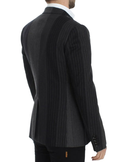 Gray striped wool stretch blazer Dolce & Gabbana