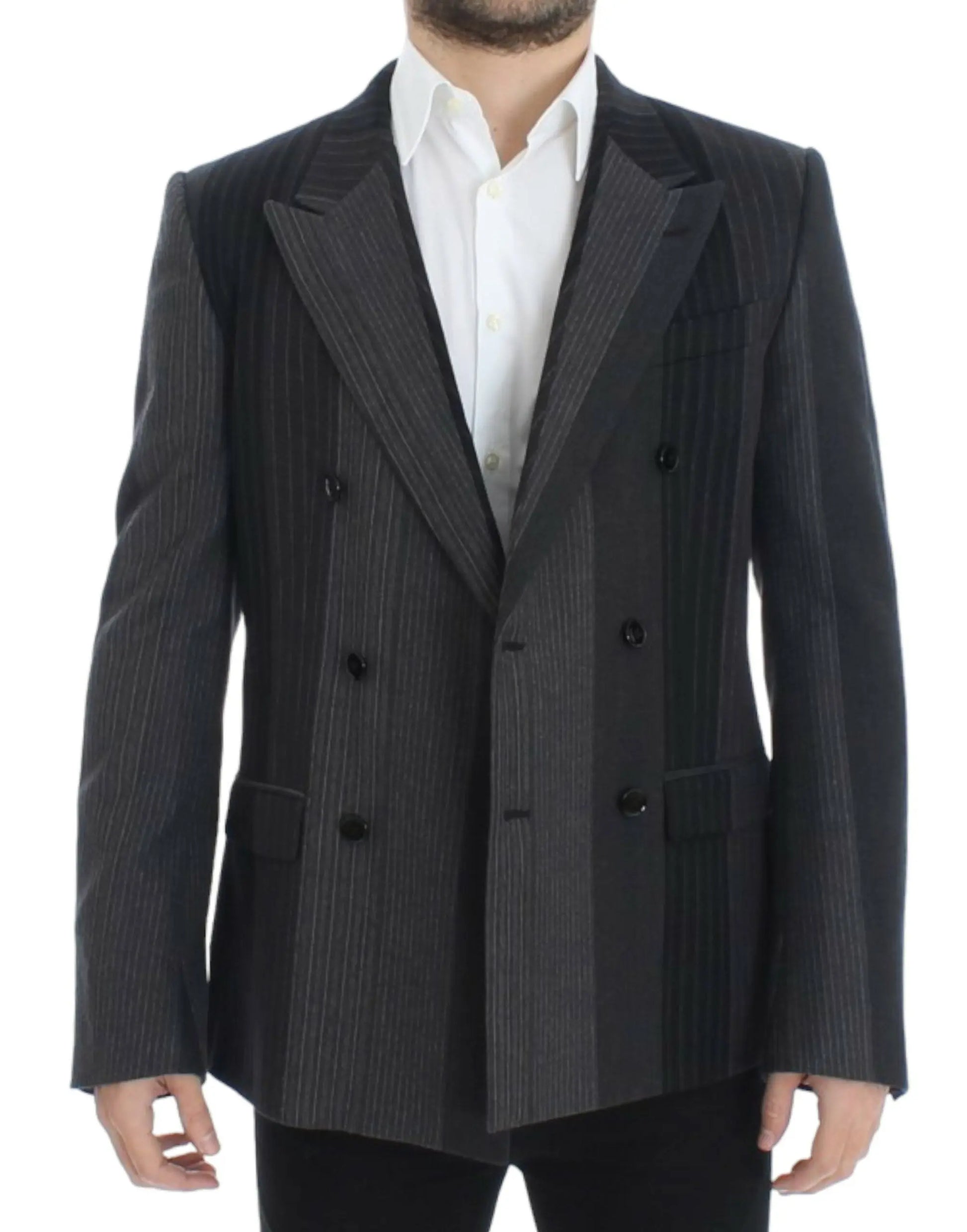 Gray striped wool stretch blazer Dolce & Gabbana