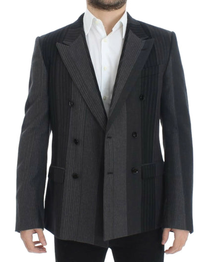 Gray striped wool stretch blazer Dolce & Gabbana
