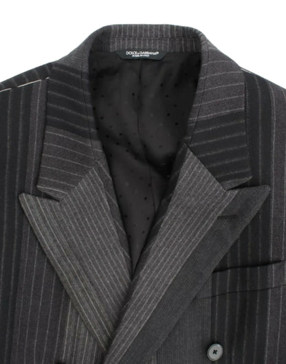 Gray striped wool stretch blazer Dolce & Gabbana