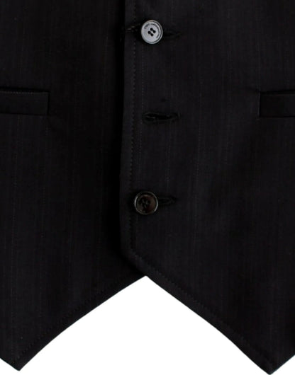 Black striped cotton casual vest Costume National