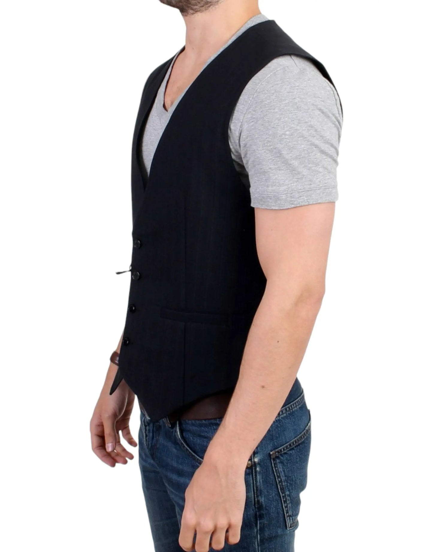 Black striped cotton casual vest Costume National