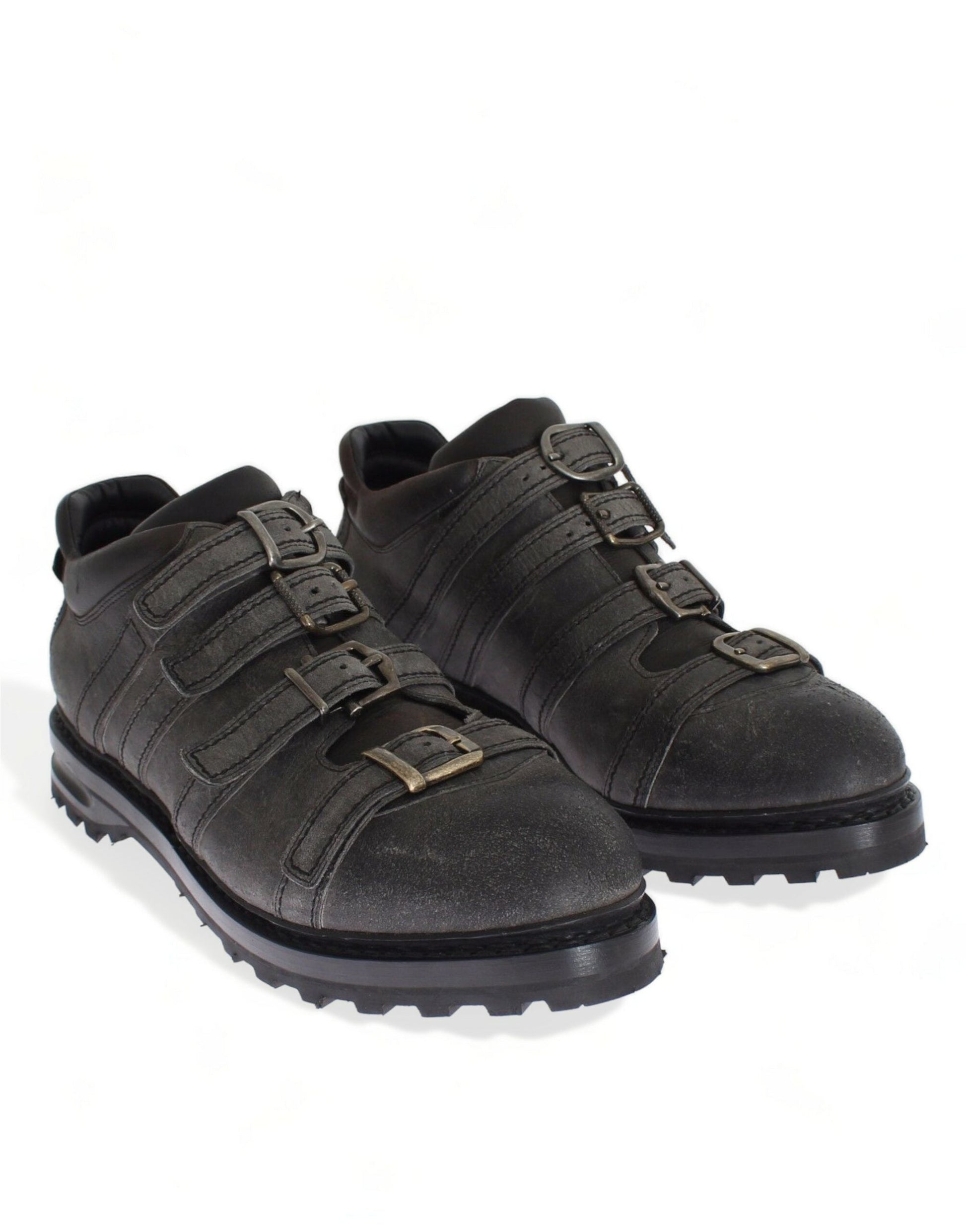 Gray Leather Ankle Strap Shoes Boots Dolce & Gabbana