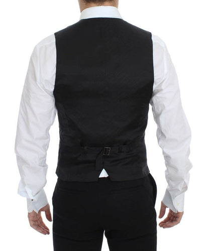 Black Striped Stretch Dress Vest Gilet Dolce & Gabbana