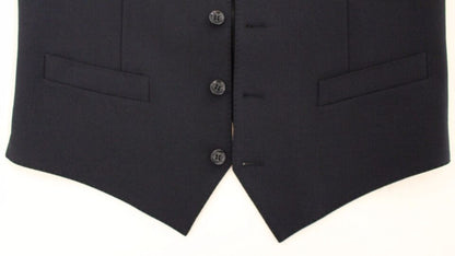 Blue Wool Formal Dress Vest Gilet Dolce & Gabbana