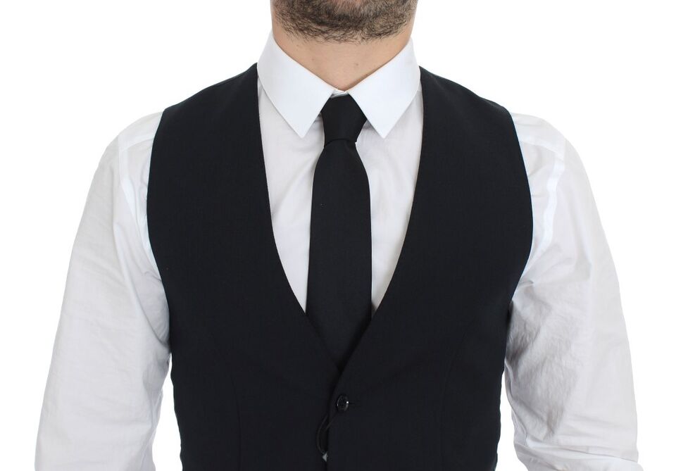 Blue Wool Formal Dress Vest Gilet Dolce & Gabbana