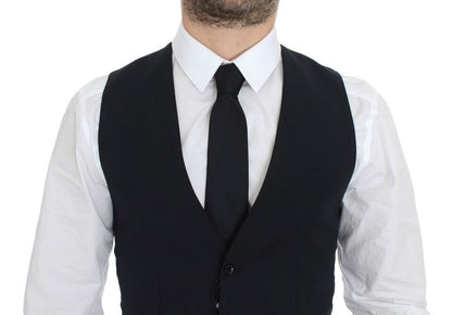 Blue Wool Formal Dress Vest Gilet Dolce & Gabbana