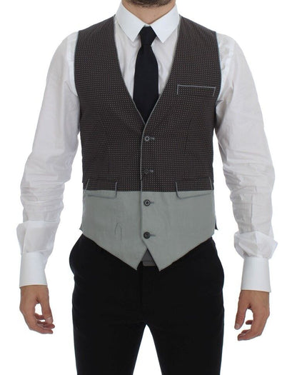 Gray Polka Dot Dress Vest Gilet Weste Dolce & Gabbana