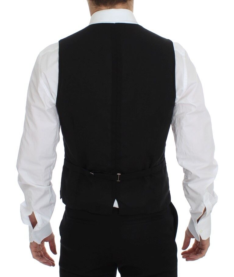 Black Wool Formal Dress Vest Gilet Jacket Dolce & Gabbana