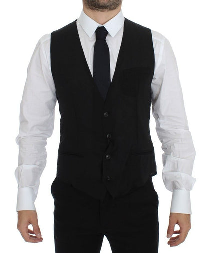 Black Wool Formal Dress Vest Gilet Jacket Dolce & Gabbana