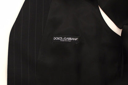 Black Striped Wool Silk Dress Vest Gilet Dolce & Gabbana