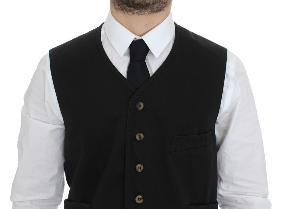 Black Cotton Blend Dress Vest Gilet Dolce & Gabbana
