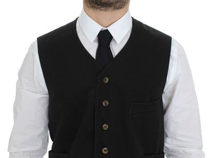 Black Cotton Blend Dress Vest Gilet Dolce & Gabbana