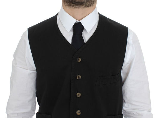 Black Cotton Blend Dress Vest Gilet Dolce & Gabbana