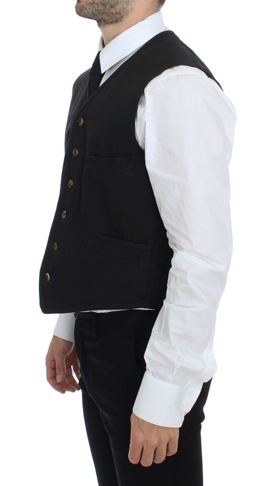 Black Cotton Blend Dress Vest Gilet Dolce & Gabbana
