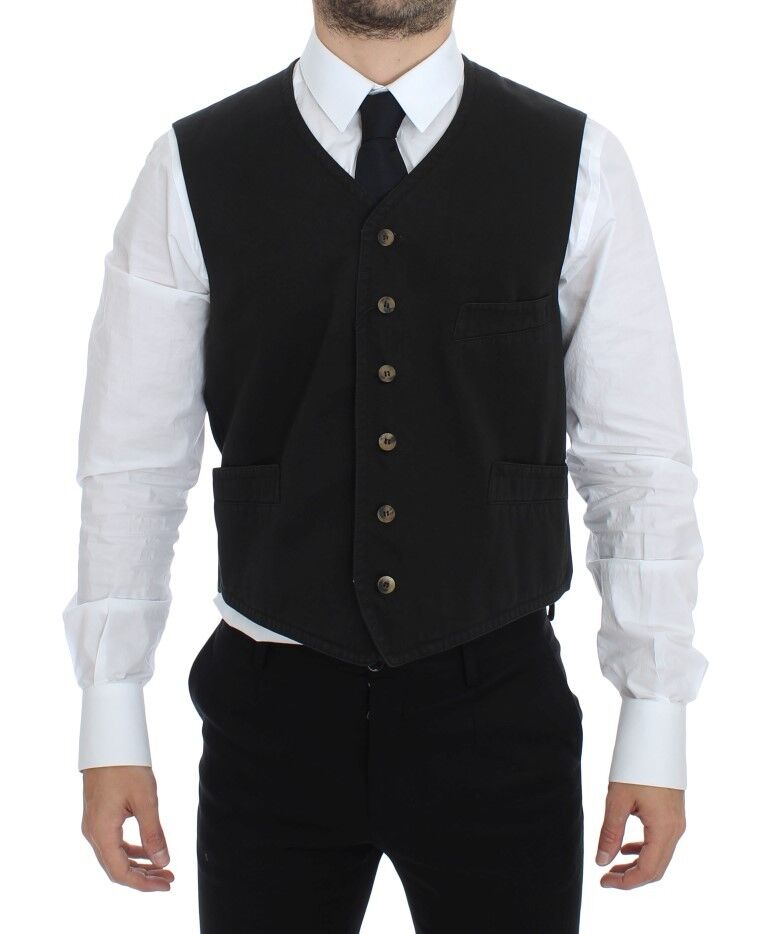 Black Cotton Blend Dress Vest Gilet Dolce & Gabbana
