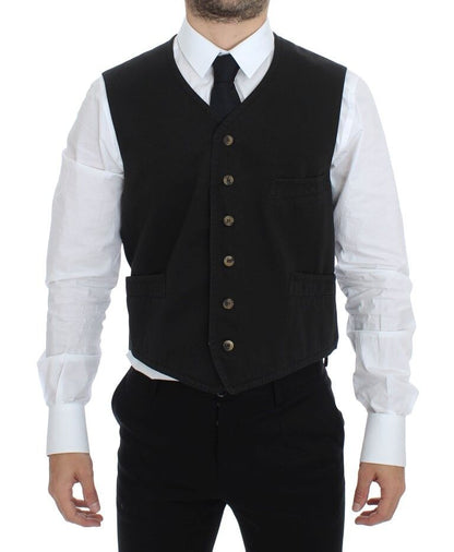 Black Cotton Blend Dress Vest Gilet Dolce & Gabbana
