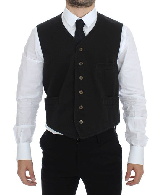 Black Cotton Blend Dress Vest Gilet Dolce & Gabbana