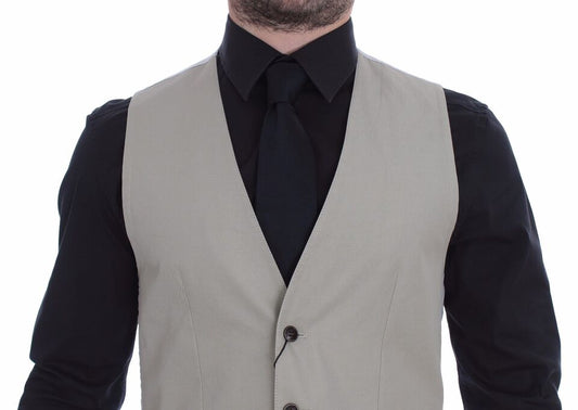 Beige Silk Blend Dress Formal Vest Gilet Dolce & Gabbana