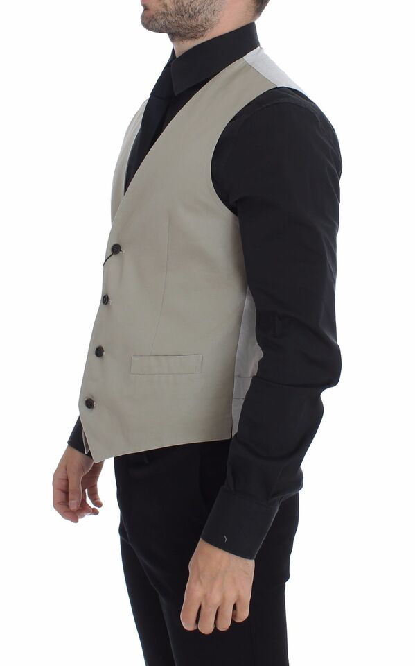 Beige Silk Blend Dress Formal Vest Gilet Dolce & Gabbana
