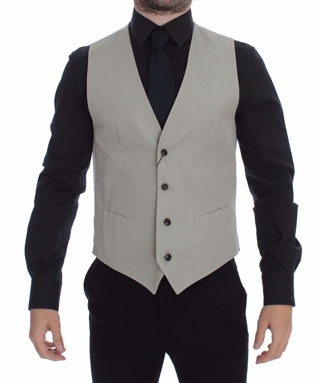 Beige Silk Blend Dress Formal Vest Gilet Dolce & Gabbana
