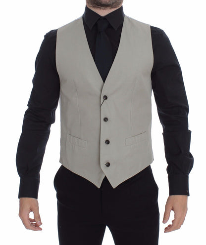 Beige Silk Blend Dress Formal Vest Gilet Dolce & Gabbana