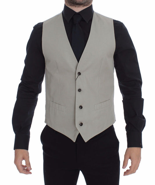 Beige Silk Blend Dress Formal Vest Gilet Dolce & Gabbana