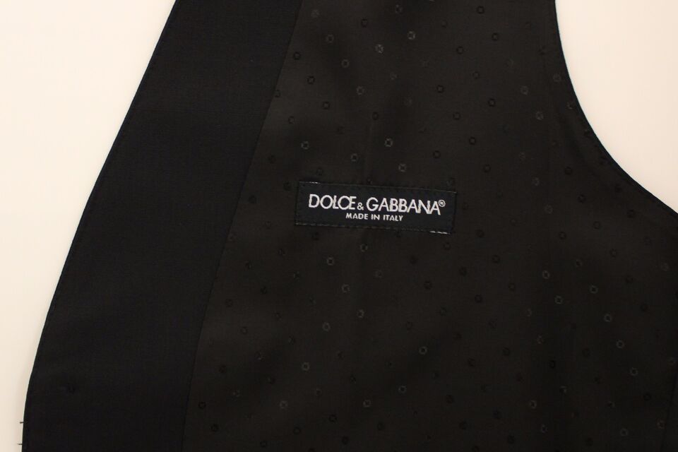 Black Wool Silk Stretch Dress Vest Blazer Dolce & Gabbana