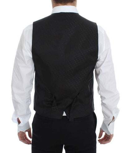 Black Wool Silk Stretch Dress Vest Blazer Dolce & Gabbana