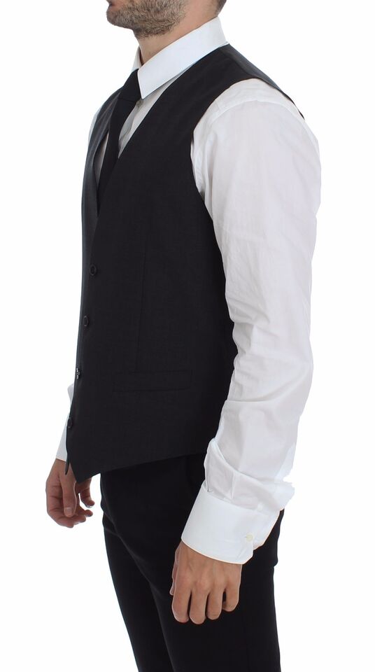 Gray Slim Fit Button Front Dress Formal Vest Dolce & Gabbana