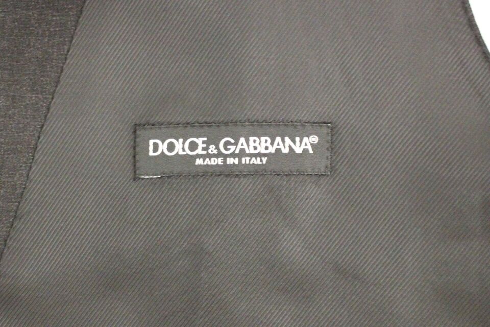 Gray Slim Fit Button Front Dress Formal Vest Dolce & Gabbana