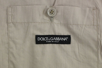 Beige Cotton Slim Fit Button Front Dress Vest Dolce & Gabbana