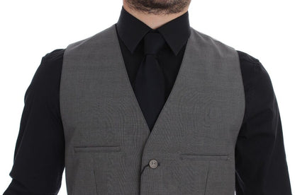 Gray Cotton Slim Fit Button Front Dress Vest Dolce & Gabbana