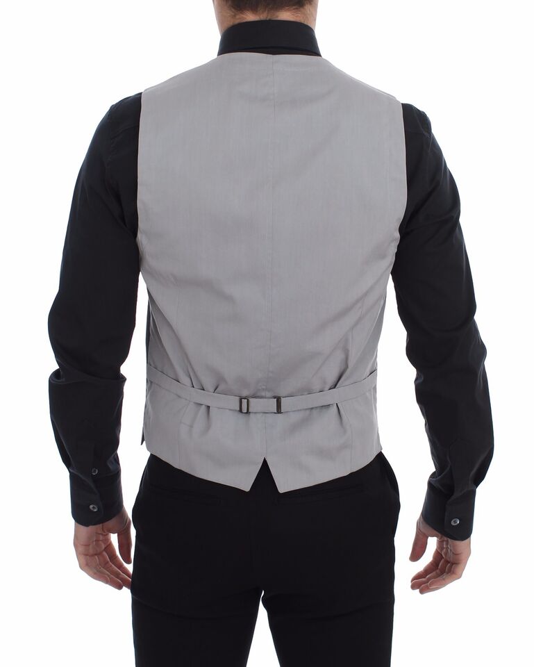 Gray Cotton Slim Fit Button Front Dress Vest Dolce & Gabbana