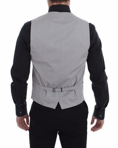Gray Cotton Slim Fit Button Front Dress Vest Dolce & Gabbana