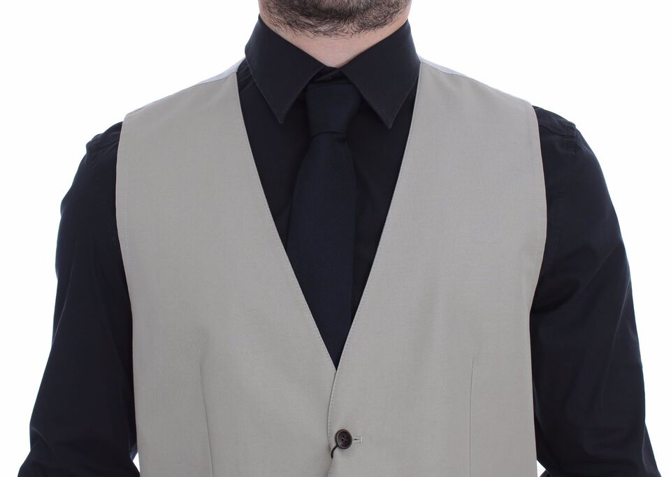 Beige Cotton Silk Blend Dress Vest Blazer Dolce & Gabbana
